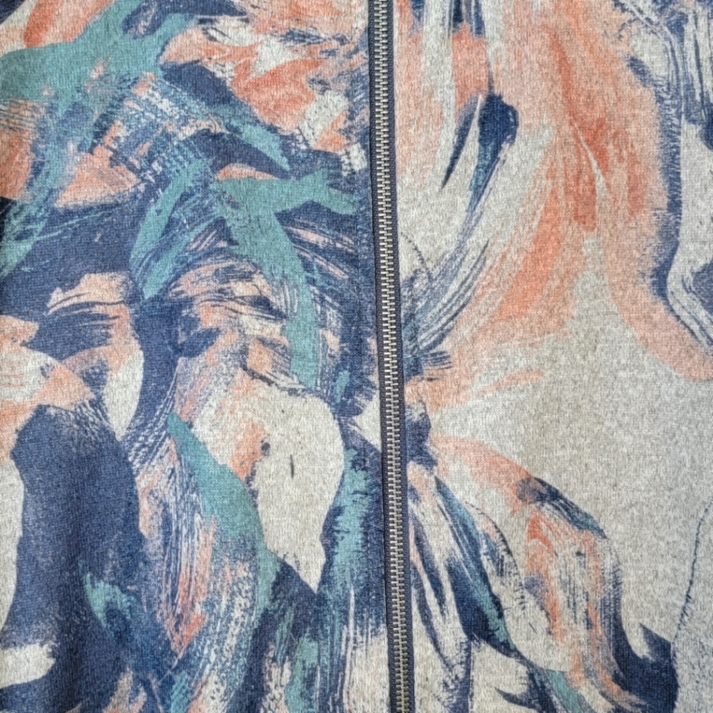Like New XL Knit Zip-Up Jacket Cardigan Christopher & Banks Peach Blue Teal Gray - Picture 4 of 16